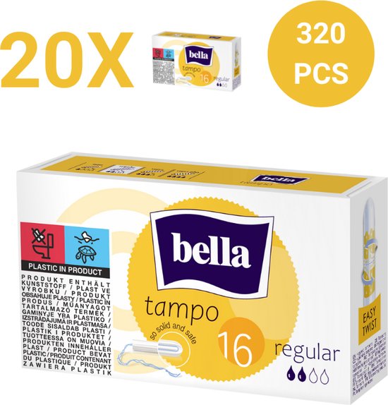 Bella Tampo Regular (16 stuks per verpakking), pak van 20, Tampons