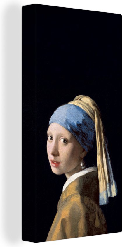 Canvas Schilderij Meisje met de parel - Vermeer - Kunst - 20x40 cm - Wanddecoratie