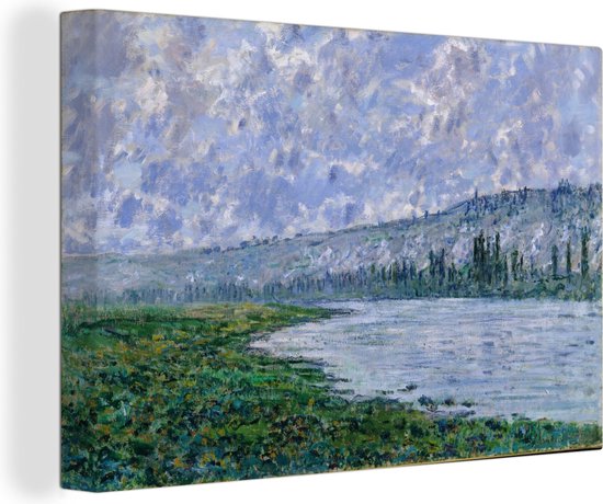 Canvas Schilderij De Seine en de Chaantemesle - Schilderij van Claude Monet - 60x40 cm - Wanddecoratie
