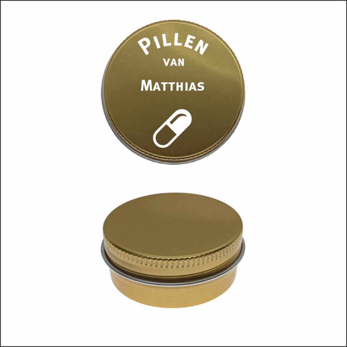 Goedkoopste Pillen Blikje Met Naam Gravering - Matthias