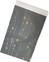 Grijze Goud Luxe Cadeauzakjes Stars 200 stk - 12x19cm