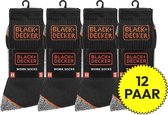 Black & Decker - Werksokken met Versterkte Hiel en Teen - 12 Paar Heren Sokken - Zwart - Maat 43-46