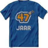 47 Jaar Feest T-Shirt | Goud - Zilver | Grappig Verjaardag Cadeau Shirt | Dames - Heren - Unisex | Tshirt Kleding Kado | - Donker Blauw - S