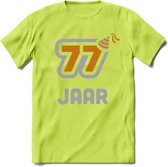 77 Jaar Feest T-Shirt | Goud - Zilver | Grappig Verjaardag Cadeau Shirt | Dames - Heren - Unisex | Tshirt Kleding Kado | - Groen - 3XL