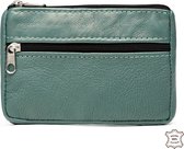 Bagwise® Sleuteltasje - mini Portemonnee -Sleutelring - Pasjeshouder - Sleutelhoes - 11cm x 8cm -Echt Leer - Mint Groen