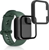 kwmobile 2x cover compatibel met Xiaomi Redmi Watch 2 - Fitnesstracker cover van gehard glas en kunststof frame set zwart / transparant