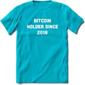 BTC Holder Since 2018- Crypto T-Shirt Kleding Cadeau | Dames / Heren / Unisex | Bitcoin / Ethereum shirt | Grappig Verjaardag kado | BTC Tshirt Met Print | - Blauw - M