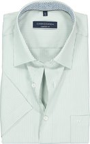 CASA MODA comfort fit overhemd - korte mouw - groen met wit gestreept (contrast) - Strijkvrij - Boordmaat: 44