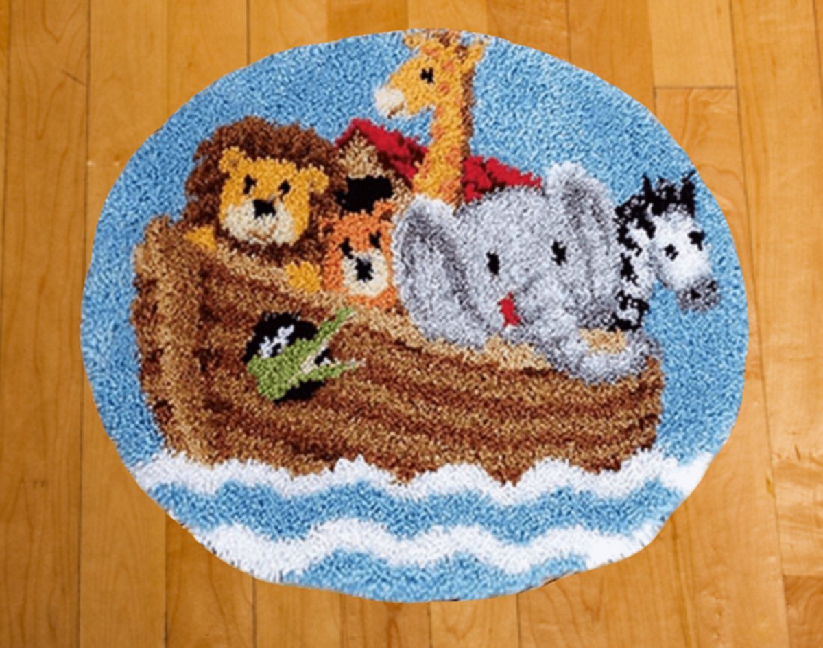 Knoop je eigen mat, Ark van Noah, Smyrna pakket, 50 x 50 cm, Telpatroon