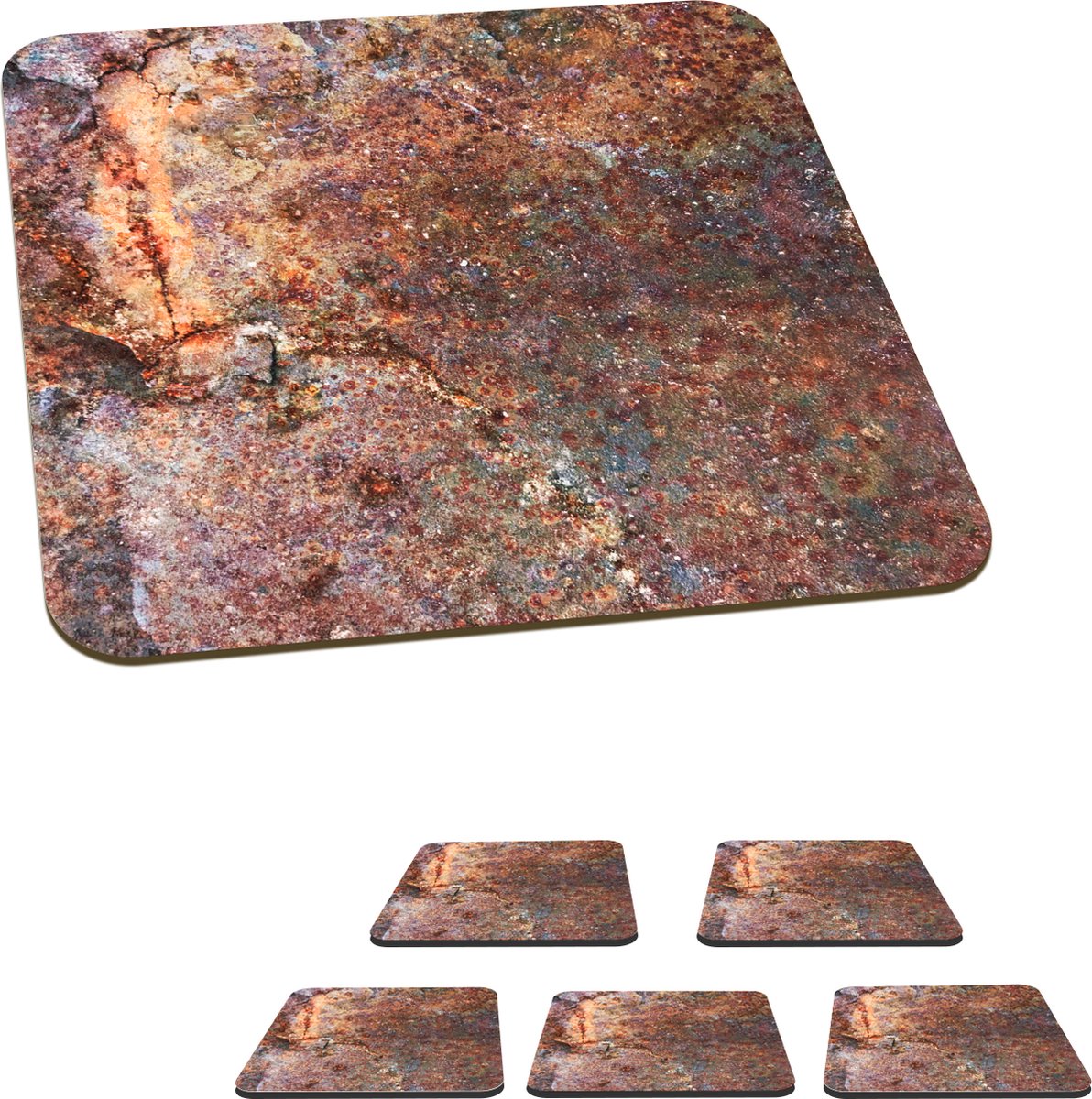 Onderzetters voor glazen - IJzer - Roest - Retro - 10x10 cm - Glasonderzetters - 6 stuks