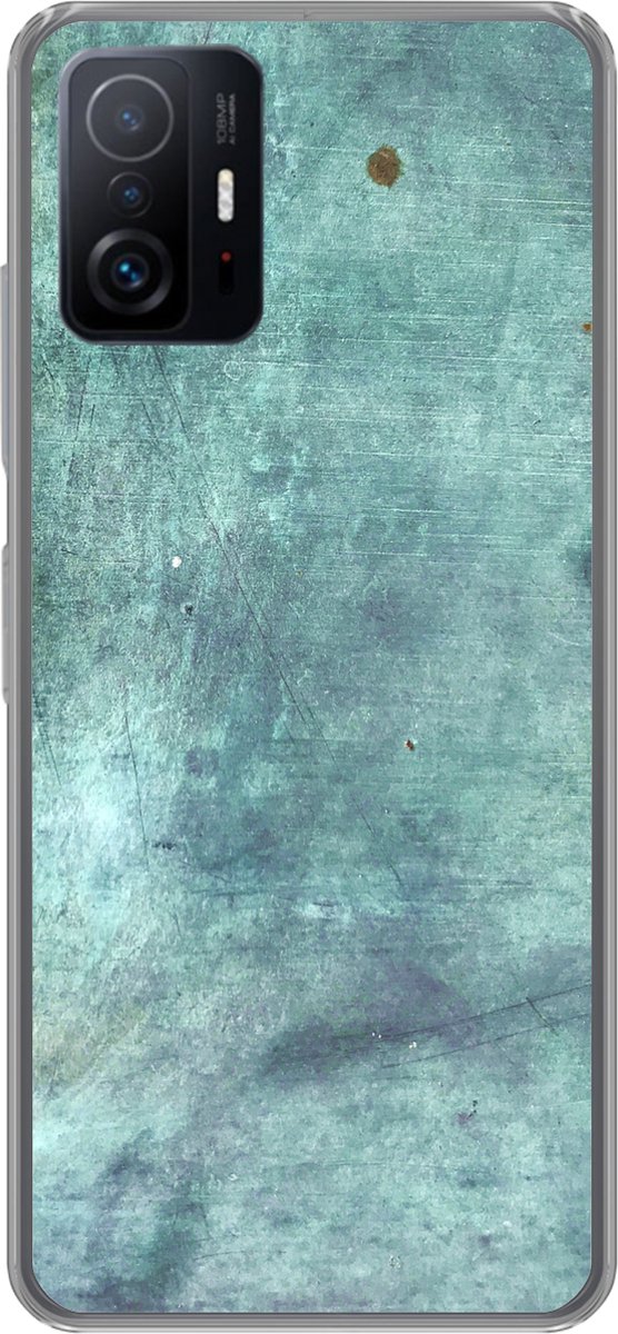 Telefoonhoesje Geschikt voor Xiaomi 11 Lite 5G NE hoesje - Staalplaat - Blauw - Roest print - Siliconen Telefoonhoesje Telefoonhoesje