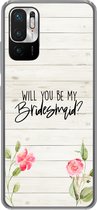 Geschikt voor Xiaomi Redmi Note 10 5G hoesje - Quotes - 'Will you be my bridesmaid' - Spreuken - Bruidsmeisje - Siliconen Telefoonhoesje