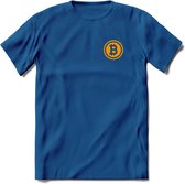 Bit-Coin - Crypto T-Shirt Kleding Cadeau | Dames / Heren / Unisex | Bitcoin / Ethereum shirt | Grappig Beleggen Verjaardag kado | Tshirt Met Print | - Donker Blauw - M