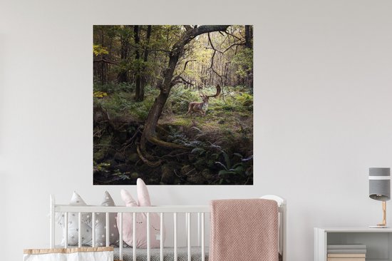 Stickers Stickers muraux - Animal de la forêt - Cerf - Soleil - 100x100 cm - Feuille adhésive XXL