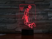 3D Led Lamp Met Gravering - RGB 7 Kleuren - Basketbal