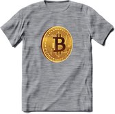 Bitcoin Coin - Crypto T-Shirt Kleding Cadeau | Dames / Heren / Unisex | Bitcoin / Ethereum shirt | Grappig Verjaardag kado | BTC Tshirt Met Print | - Donker Grijs - Gemaleerd - L