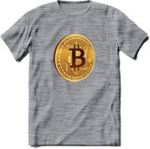 Bitcoin Coin - Crypto T-Shirt Kleding Cadeau | Dames / Heren / Unisex | Bitcoin / Ethereum shirt | Grappig Verjaardag kado | BTC Tshirt Met Print | - Donker Grijs - Gemaleerd - XXL