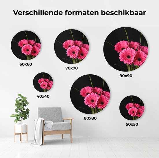 Cercle mural Artaza Dibond Fleurs de Gerbera Roses - Ø 90 cm - Groot - Cercle mural - Peinture ronde - Pour intérieur et extérieur