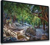 Akoestische panelen - Geluidsisolatie - Akoestische wandpanelen - Akoestisch schilderij AcousticPro® - paneel met waterval in Thailand - design 197 - Basic - 90x60 - zwart- Wanddec