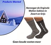 4-Paar Norweger de Orginele Wollen Sokken in Zwart en Grijs 43-45