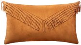 Suede Fringe Pop Kussen - 30 x 50 cm - Okergeel