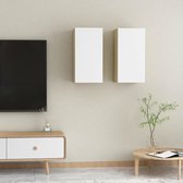 Decoways - Tv-meubelen 2 stuks 30,5x30x60 cm spaanplaat wit sonoma eikenkleur