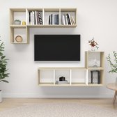 Decoways - 4-delige Tv-meubelset spaanplaat wit en sonoma eikenkleurig