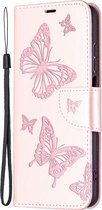 Xiaomi Redmi 10 4G Hoesje - Mobigear - Butterfly Serie - Kunstlederen Bookcase - Roségoud - Hoesje Geschikt Voor Xiaomi Redmi 10 4G