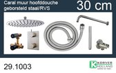 One-Pack Type 204 Inbouw Doucheset Rond Met Thermostaat Wandarm En Platte Hoofddouche Geborsteld Staal (30cm)