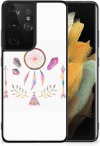 Bumper Hoesje Geschikt voor Samsung Galaxy S21 Ultra GSM Hoesje met Zwarte rand Boho Dreamcatcher