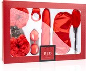 Loveboxxx - I Love Red Couples Box - Valentijns cadeautje - Valentijnsdag - Cadeauset - Vibrator - Vaginaballetjes - Vibrerende Cockring - Kietelaar - Handboeien - Oogmasker - Seks