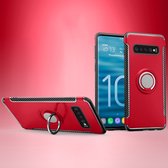 Samsung Galaxy S10 Hoesje - Mobigear - Armor Ring Serie - Hard Kunststof Backcover - Rood - Hoesje Geschikt Voor Samsung Galaxy S10