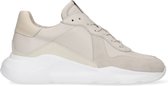 Manfield - Heren - Beige leren sneakers - Maat 45