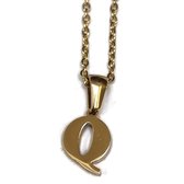 Initiaal ketting-letter Q- chirurgisch staal-goudkleurig-45cm - dames