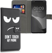 kwmobile telefoonhoesje voor Samsung Galaxy M52 5G - Hoesje met pasjeshouder in wit / zwart - Don't Touch My Phone design