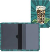 kwmobile hoes voor kentekenbewijs en rijbewijs - Omslag met pasjeshouder in oranje / groen / petrol - Imitatieleer - don't worry beer happy design