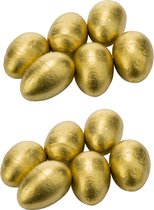 Set van 18x stuks kunststof paaseitjes goud 6 cm - Paaseitjes voor Paastakken - Paasversiering/decoratie Pasen