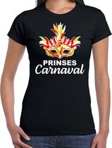 Prinses carnaval fun t-shirt dames zwart - Brabant carnaval verkleedkleding L