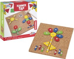 foto van Grafix Hamertje Tik | 74-delig | Werkplaat van kurk | Houten Hamer | 32 figuurtjes | ruim voldoende spijkertjes