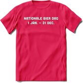 Nationale bier dag T-Shirt | Unisex Kleding | Dames - Heren Feest shirt | Drank | Grappig Verjaardag Cadeau tekst | - Roze - M