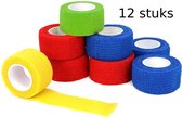 12x zelfklevend verband - 5cm x 4 m - sporttape zelfklevend - elastisch fixatieverband voor sport - verbandmateriaal