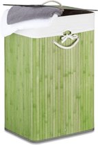 Relaxdays 1x wasmand bamboe - wasbox opvouwbaar - 80 L - 65,5 x 43,5 x 33,5 cm - groen
