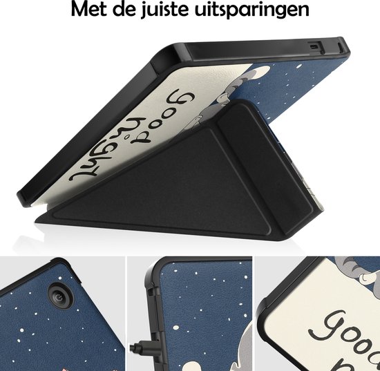Hoesje Geschikt voor Kobo Libra 2 Hoes Bescherm Hoesje Case Sleep Cover Trifold - Hoes Geschikt voor Kobo Libra 2 Hoesje - Kat van Hoesje  — afbeelding 3