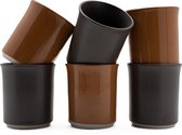 Kade 171 - Koffiekopjes - set van 6 kopjes - 150ML - zwart - bruin - keramiek - hip en trendy