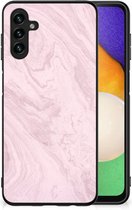 Leuk Hoesje Geschikt voor Samsung Galaxy A13 5G | Geschikt voor Samsung Galaxy A04s Smartphone Hoesje met Zwarte rand Marble Pink