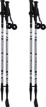 Set van 4x stuks Nordic Walking stokken zwart/zilver - Wandelstokken verstelbaar 110 - 140 cm