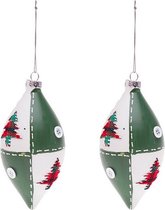 LuxuryLiving - Kerstballen - Kristal - Groen wit - 2 pcs - Geschatte diameter: 6,5 cm -111769