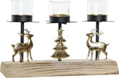Kerstkaarshouder DKD Home Decor Metaal Hout (28 x 7.5 x 18 cm) (3 Onderdelen)