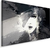 Schilderij - Vrouw, Abstract in zwart en wit, Premium Print
