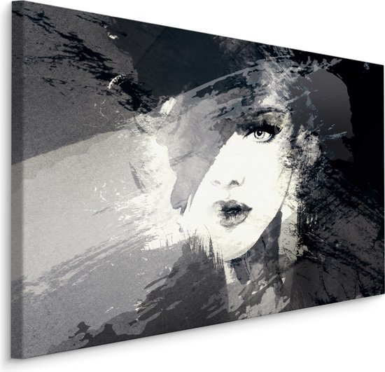 Schilderij - Vrouw, Abstract in zwart en wit, Premium Print | bol.com